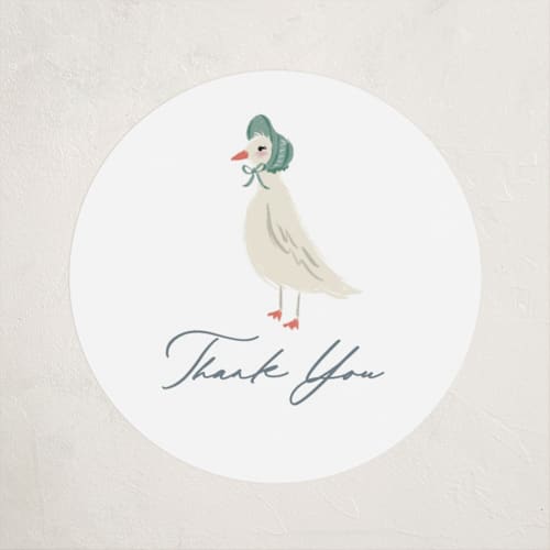 This is a bluebell baby shower favor labels with standard by Jackie Crawford called little ducks printing on uncoated sticker paper in sticker