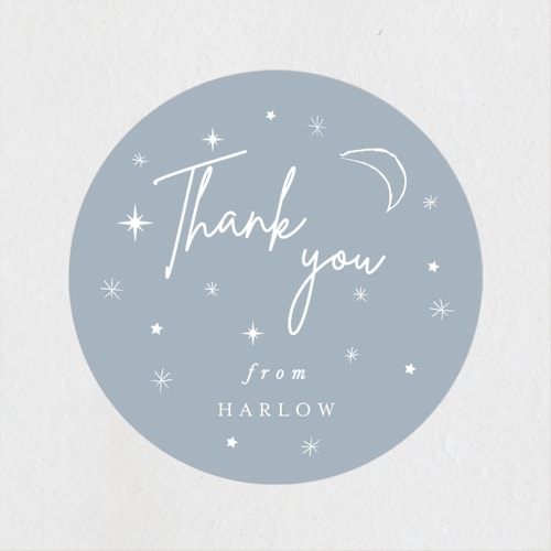 This is a snow baby shower favor labels with standard by Maja Cunningham called baby it's cold outside printing on uncoated sticker paper in sticker