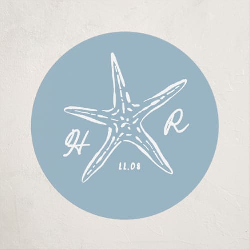 This is a powder blue baby shower favor labels with standard by Claudia Orengo called nautical celebration printing on uncoated sticker paper in sticker