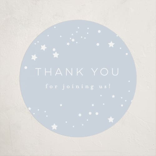 This is a mist baby shower favor labels with standard by Everett Paper Goods called simple moon printing on uncoated sticker paper in sticker