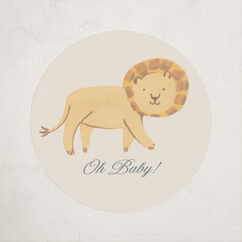 This is a sunshine baby shower favor labels with standard by Teju Reval called safari dreams printing on uncoated sticker paper in sticker