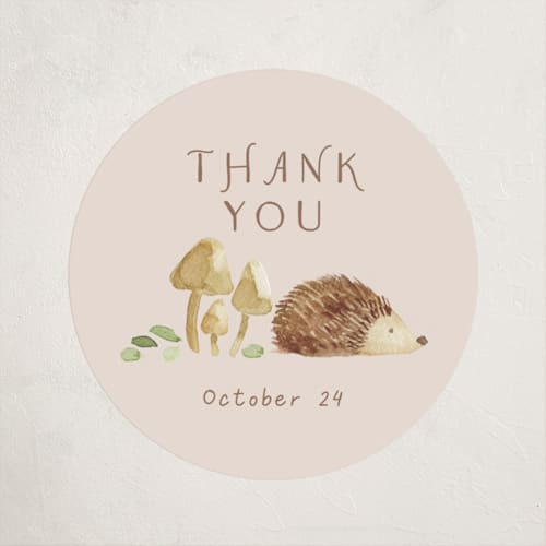 This is a sand baby shower favor labels with standard by frau brandt called forest baby shower printing on uncoated sticker paper in sticker