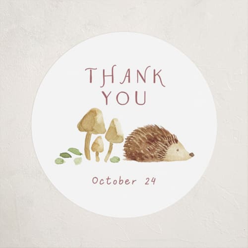 This is a cotton baby shower favor labels with standard by frau brandt called forest baby shower printing on uncoated sticker paper in sticker