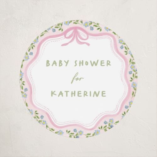 This is a garden glory baby shower favor labels with standard by Creo Study called baby in bloom printing on uncoated sticker paper in sticker