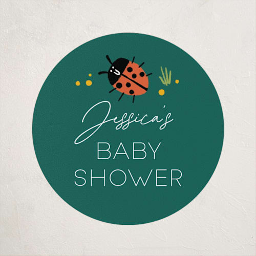This is a garden baby shower favor labels with standard by Hudson meet Rose called little bug printing on uncoated sticker paper in sticker