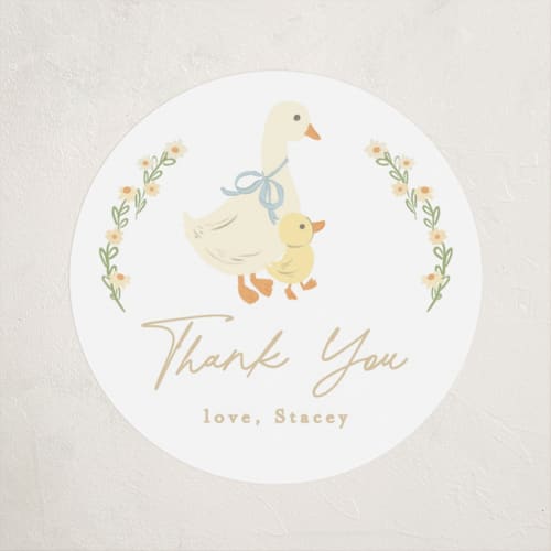 This is a sky baby shower favor labels with standard by Creo Study called vintage goose printing on uncoated sticker paper in sticker