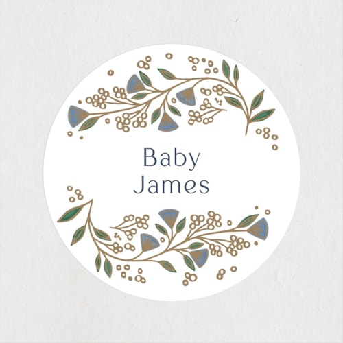 This is a sky baby shower favor labels with standard by Alethea and Ruth called baby vines printing on uncoated sticker paper in sticker