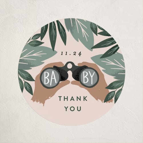This is a latte baby shower favor labels with standard by Alethea and Ruth called adventure on the horizon printing on uncoated sticker paper in sticker