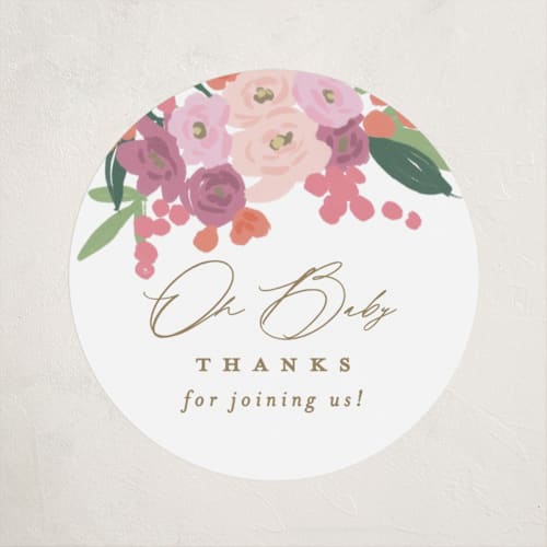 This is a cloud baby shower favor labels with standard by Everett Paper Goods called pram bouquet printing on uncoated sticker paper in sticker
