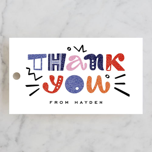 This is a smoothie kids gift tags with standard by Anastasia Makarova called funny letters printing on signature in tag
