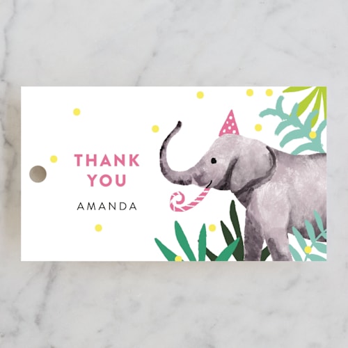 This is a dragon fruit kids gift tags with standard by Cass Loh called jungle party printing on signature in tag