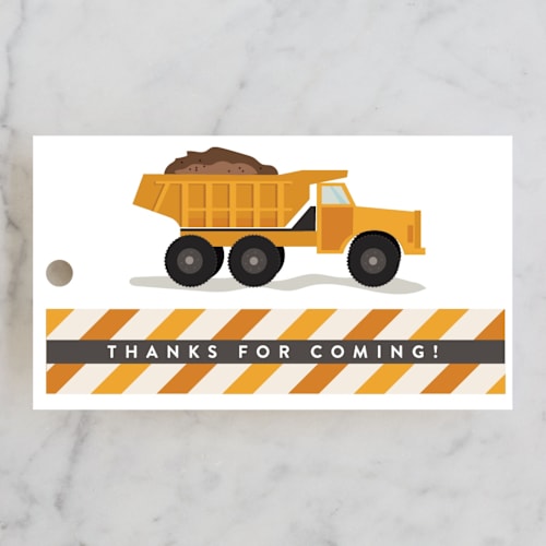 This is a dumptruck kids gift tags with standard by Susan Zinader called loads of fun printing on signature in tag