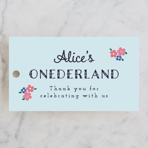 This is a sky kids gift tags with standard by Annie Holmquist called disney's alice in wonderland birthday printing on signature in tag