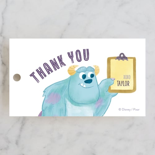 This is a roar kids gift tags with standard by curiouszhi called disney and pixar's monster's inc party door printing on signature in tag