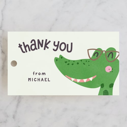 This is a rust kids gift tags with standard by Vera Lim called come aboard printing on signature in tag