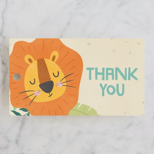 This is a sand kids gift tags with standard by Vera Lim called wild lion printing on signature in tag