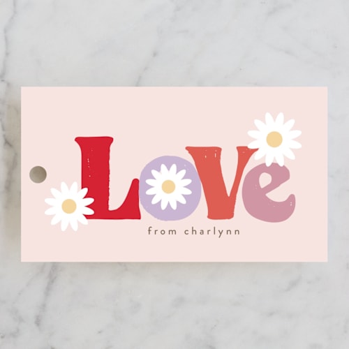 This is a petal kids gift tags with standard by chocomocacino called lei printing on signature in tag