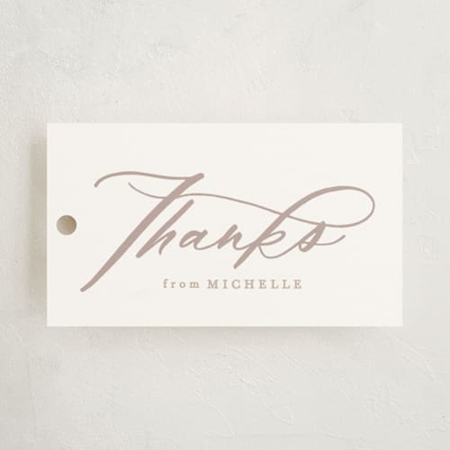 This is a toffee kids gift tags with standard by Creo Study called luxe script printing on signature in tag