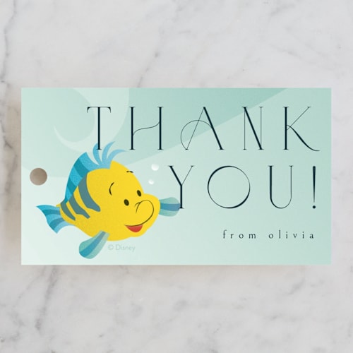 This is a ocean kids gift tags with standard by Ana de Sousa called disney's little mermaid sea adventures printing on signature in tag