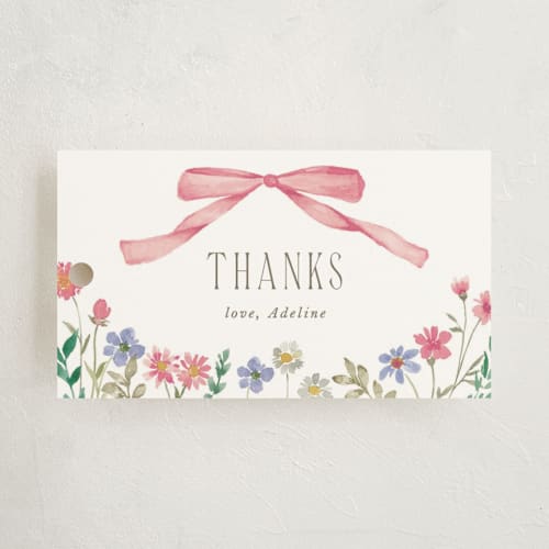 This is a coral kids gift tags with standard by Yaling Hou Suzuki called bow garden printing on signature in tag