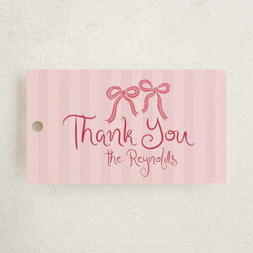 This is a cherry kids gift tags with standard by Tamara Hilje called sixteen bow candles printing on signature in tag