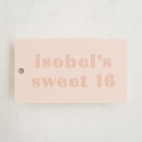 This is a blush kids gift tags with standard by Angela Thompson called glittery printing on signature in tag