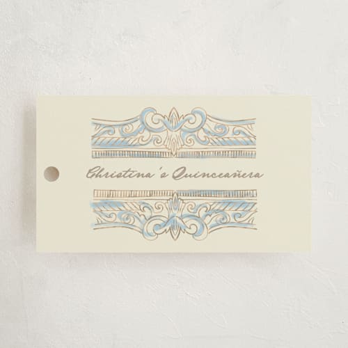 This is a denim kids gift tags with standard by Creo Study called regency frame printing on signature in tag