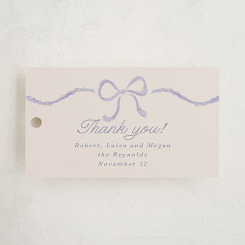 This is a lavender kids gift tags with standard by Tamara Hilje called ric rac nostalgia printing on signature in tag