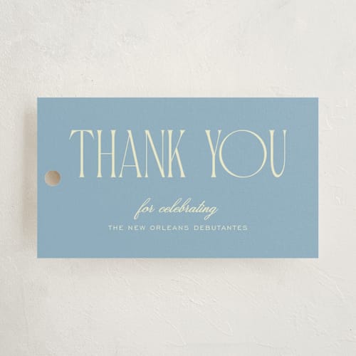 This is a hydrangea party favor tags with standard by Ashlee Townsend called dads and debutantes printing on signature in tag