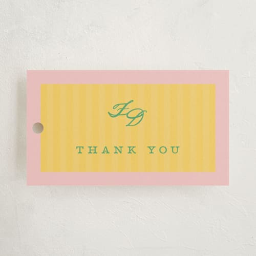 This is a limoncello party favor tags with standard by Kamala Nahas called arched wildflowers printing on signature in tag