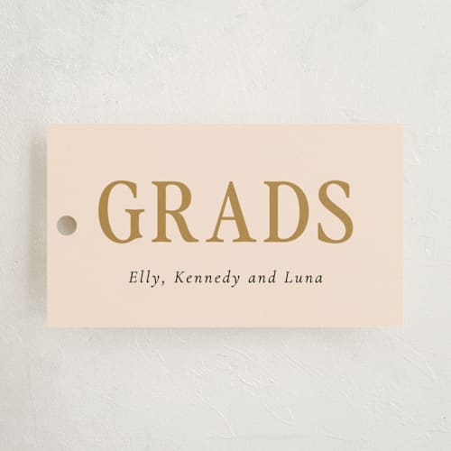 This is a cloud graduation tags with standard by Sara Hicks Malone called let's party grad printing on signature in tag