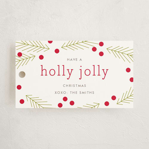This is a holly gift tags with standard by Megan Davis called holly jolly printing on signature in tag