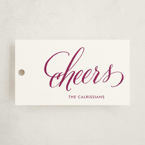 This is a plum gift tags by Lauren Chism called script & stripes printing on signature in tag