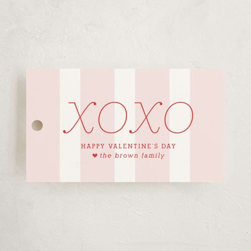This is a ruby red gift tags by Lauren Chism called xoxo printing on signature in tag