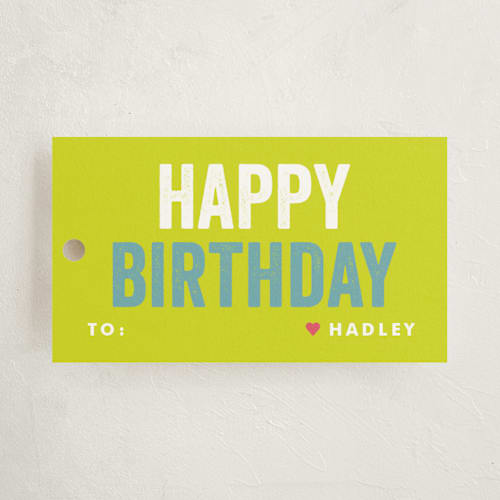 This is a sour apple gift tags by Lauren Chism called colorful birthday printing on signature in tag