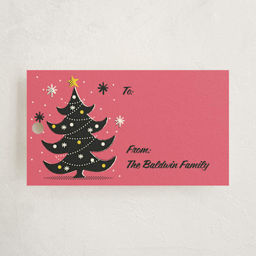 This is a flamingo gift tags with standard by Nam Bourassa called retro album printing on signature in tag