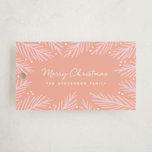 This is a think pink gift tags by Hooray Creative called pretty pine printing on signature in tag
