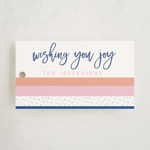 This is a azure gift tags with standard by Ilze Lucero called stripes and sprinkles printing on signature in tag