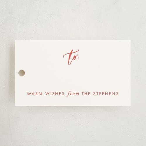 This is a coral gift tags by Julie Murray called brushed gingham printing on signature in tag