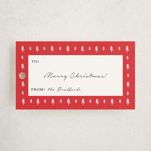 This is a holly gift tags by Annie Shapiro called tree grid printing on signature in tag