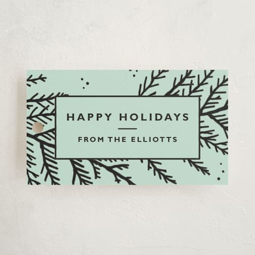 This is a minty gift tags by Kelsey Mucci called big bold christmas branches printing on signature in tag