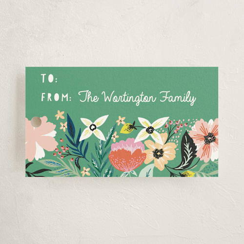 This is a forest gift tags by Alethea and Ruth called jungle florals printing on signature in tag