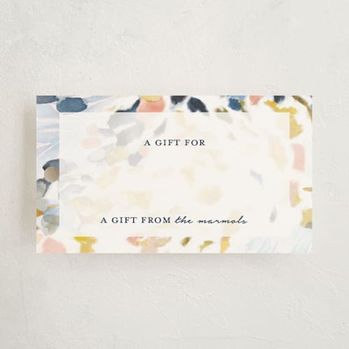 This is a marine blue gift tags by Mya Bessette called chasing light printing on signature in tag