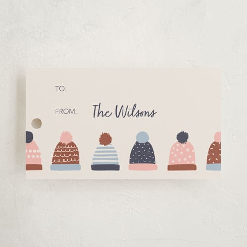 This is a blueberry pie gift tags by Efrat Ofek called pom-poms printing on signature in tag