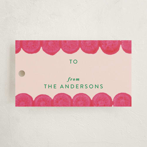 This is a festive gift tags by Carrie ONeal called funk printing on signature in tag
