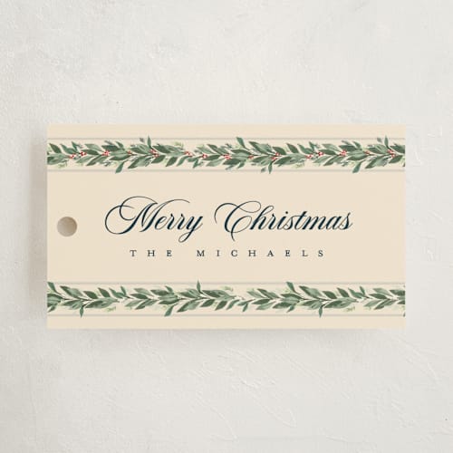 This is a eggnog gift tags by Rebecca Durflinger called evergreen garlands printing on signature in tag