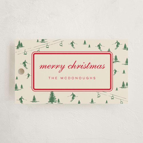 This is a sage gift tags by Jen Ramsey called ski time printing on signature in tag