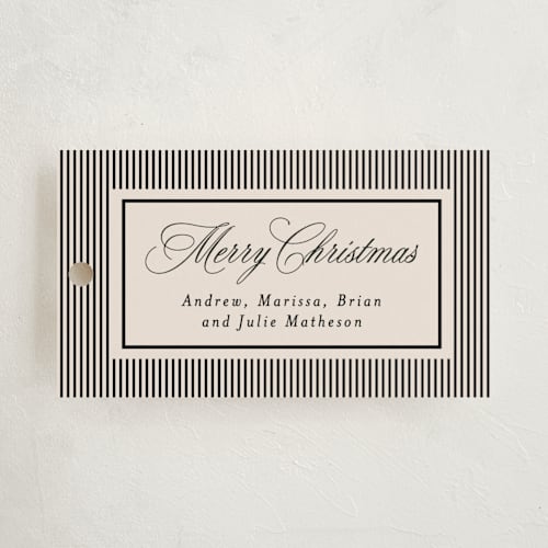 This is a linen gift tags by Kelly Schmidt called striped elegance printing on signature in tag