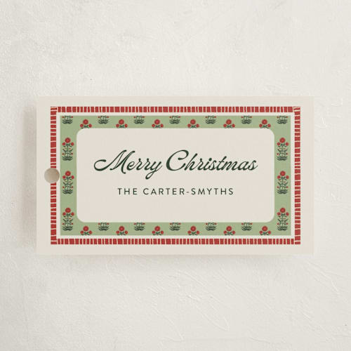 This is a sage gift tags by Lottie Aldarwish called blockprint printing on signature in tag