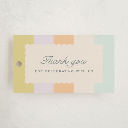 This is a wildflower baby shower favor tags with standard by Pixel and Hank called striped printing on signature in tag